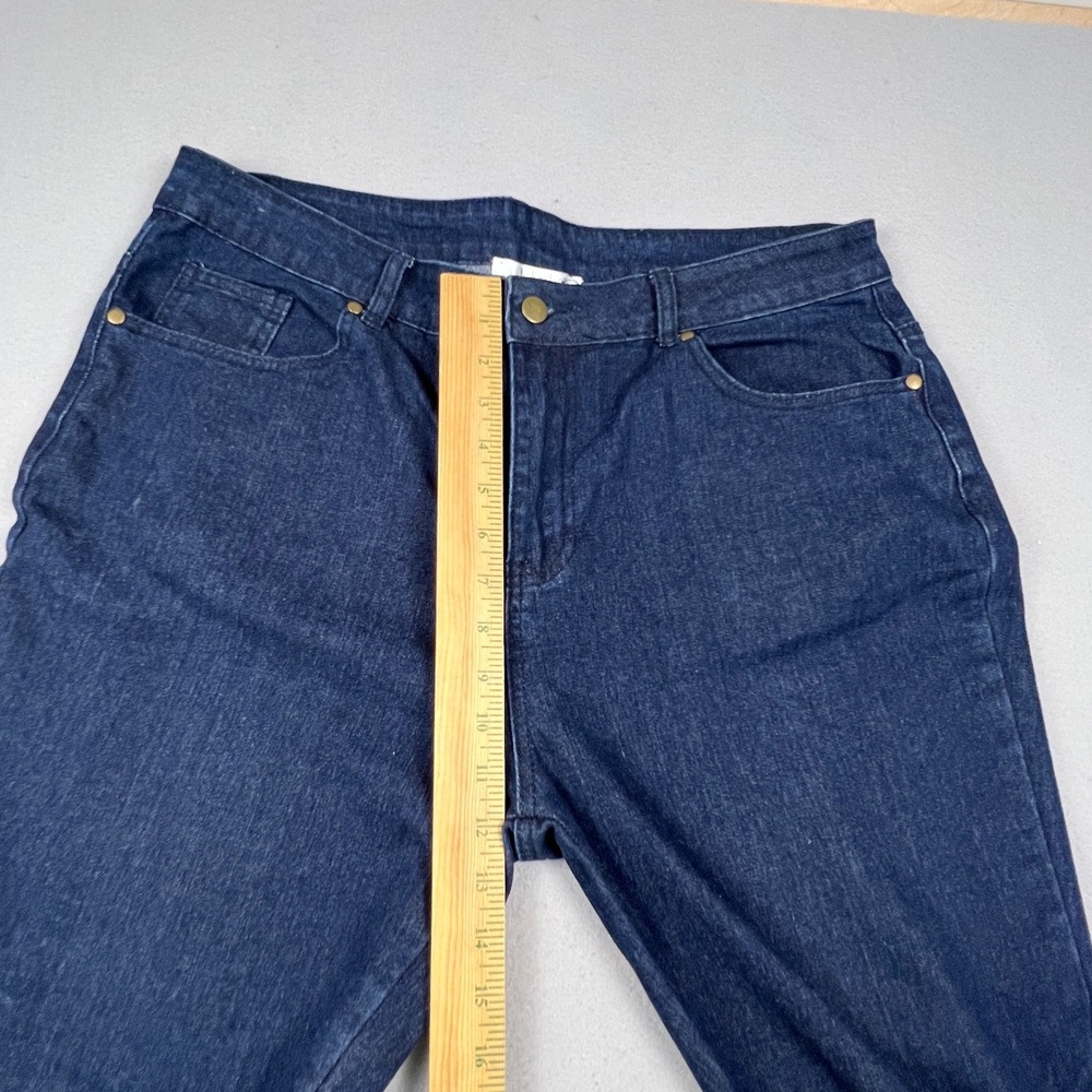 K. Jordan Lace Applique Jeans Womens 16 Blue Dark Wash Skinny Boho Denim Pants - Picture 5 of 13